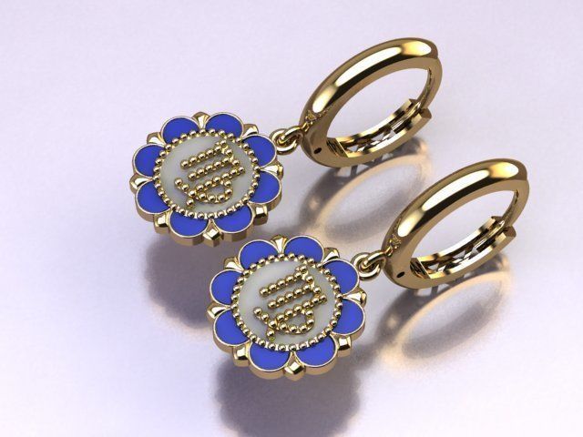 junior gold enamel  earring 3D print model