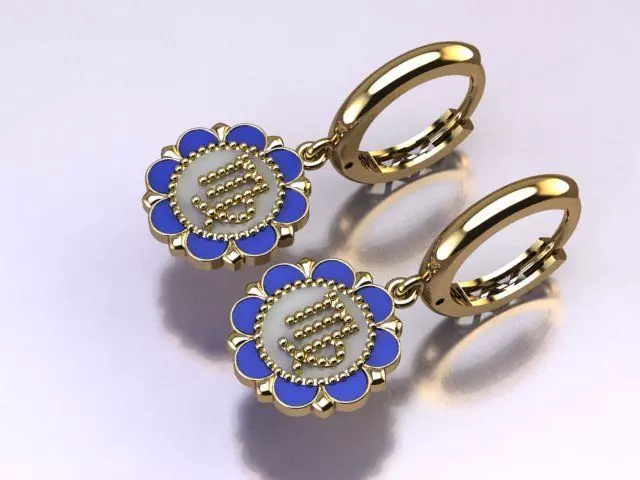 junior gold enamel earring 3D print model