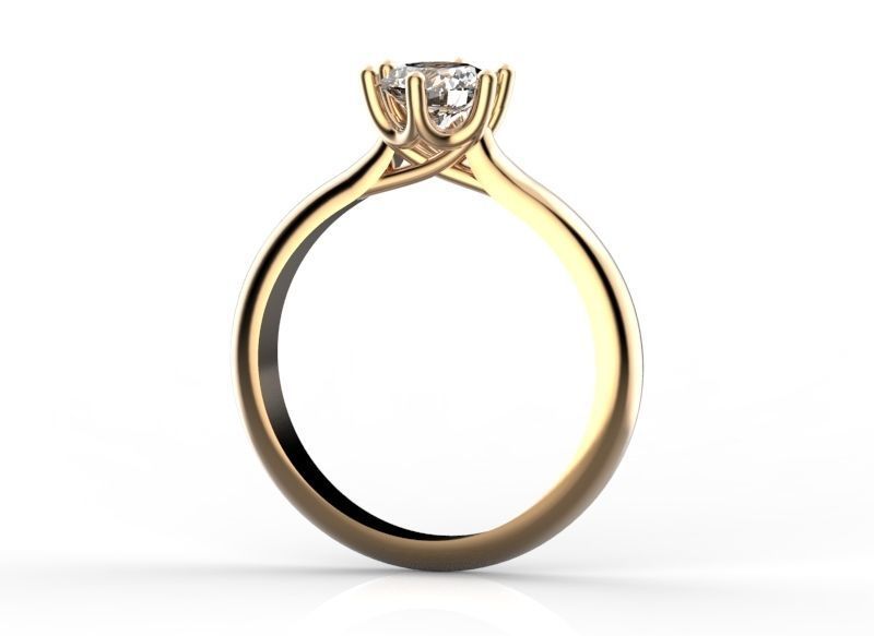 Engagement ring with diamond 3D print model_3