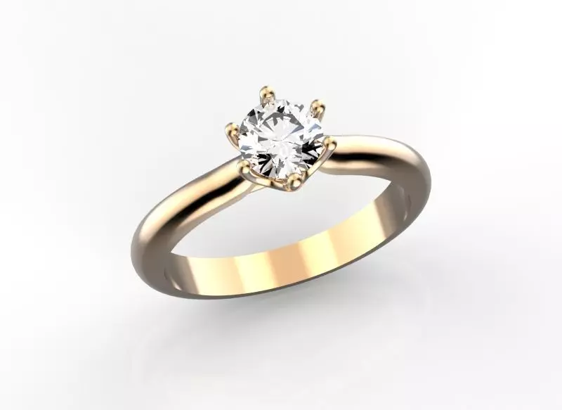 Engagement ring with diamond 3D print model_0