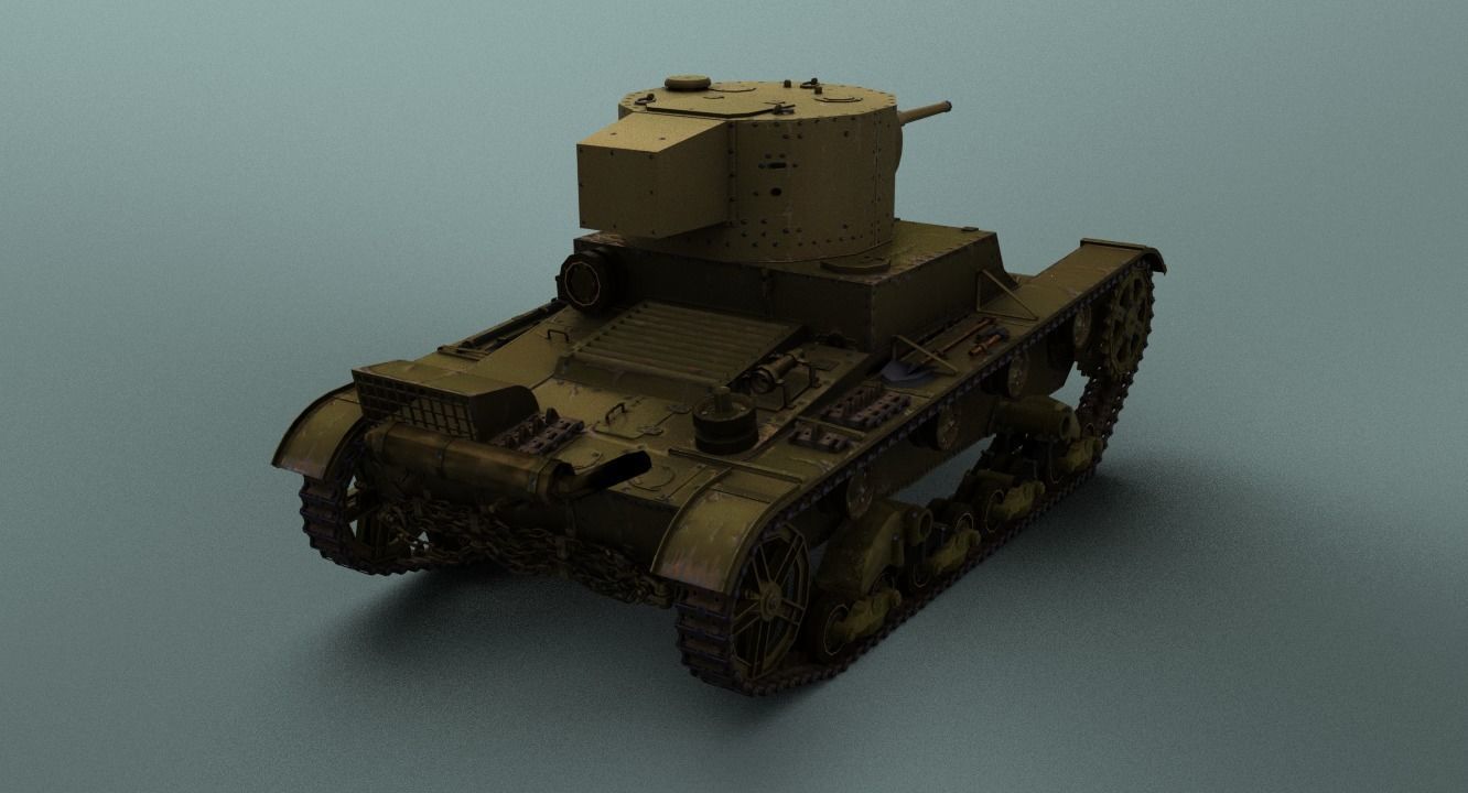 T26 tank with textures 3D model_9