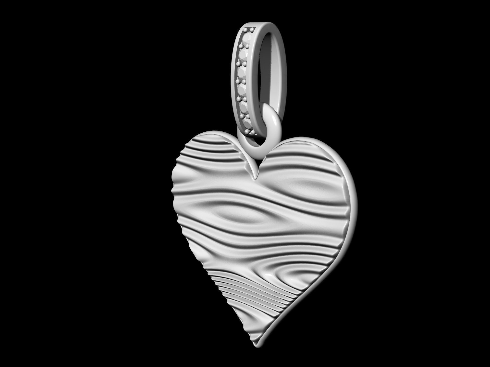 Textured Heart Pendant 3D print model_14