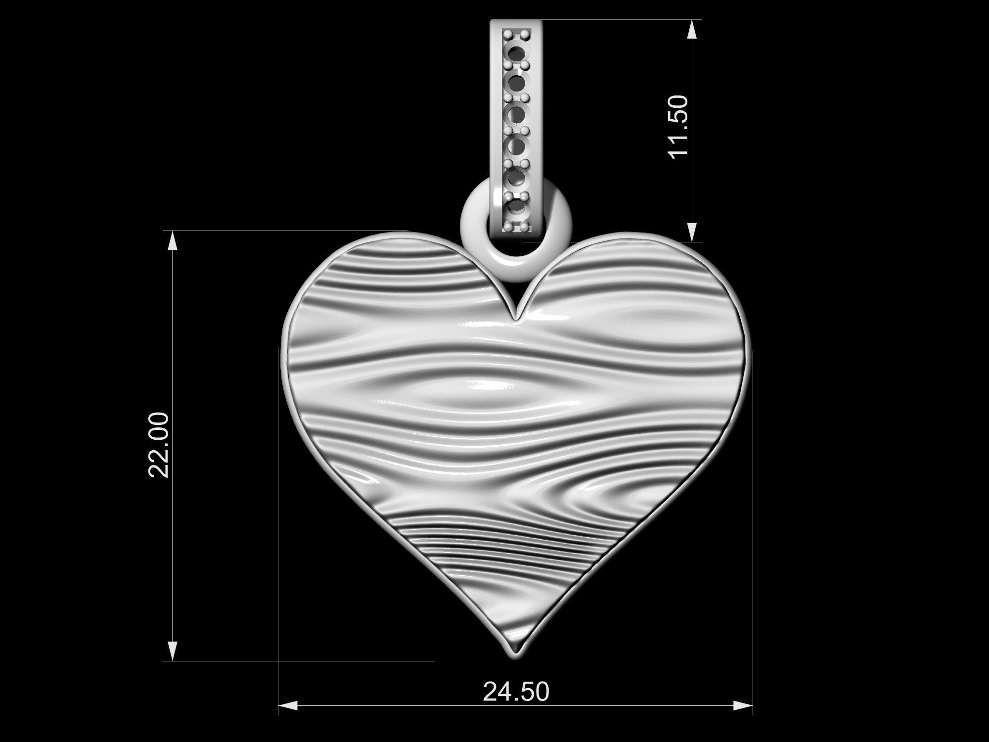 Textured Heart Pendant 3D print model_17