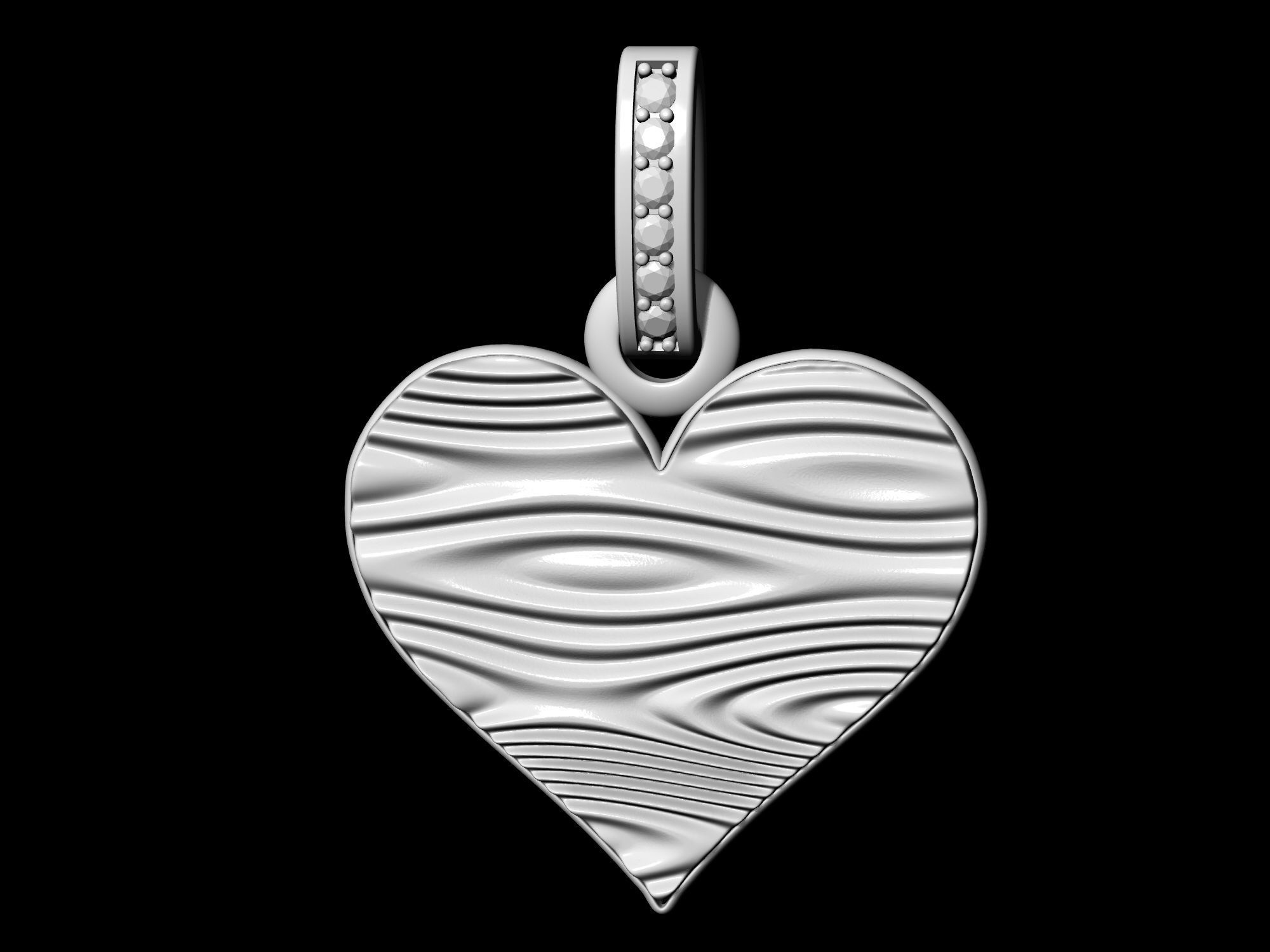 Textured Heart Pendant 3D print model_11
