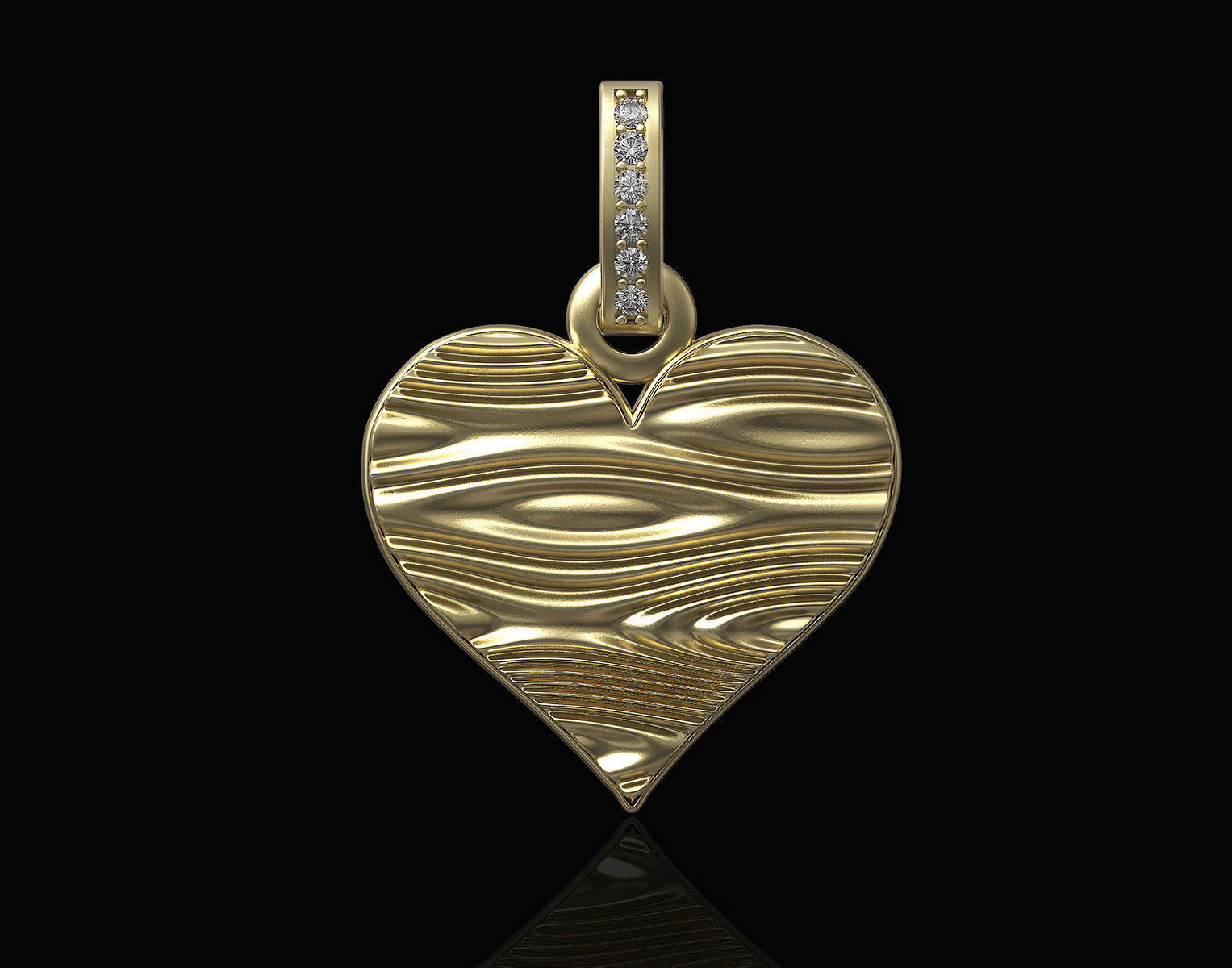 Textured Heart Pendant 3D print model_4
