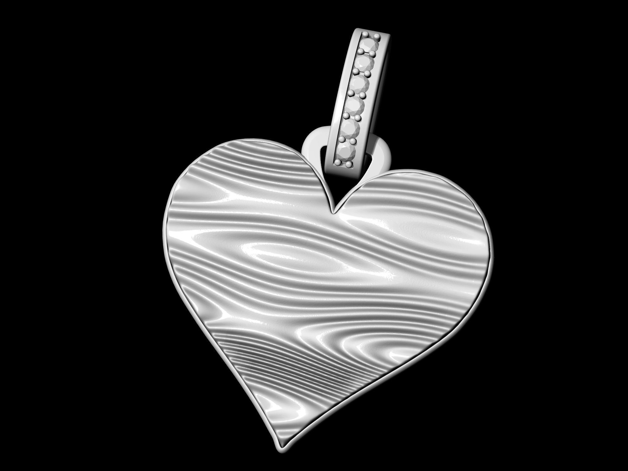 Textured Heart Pendant 3D print model_7