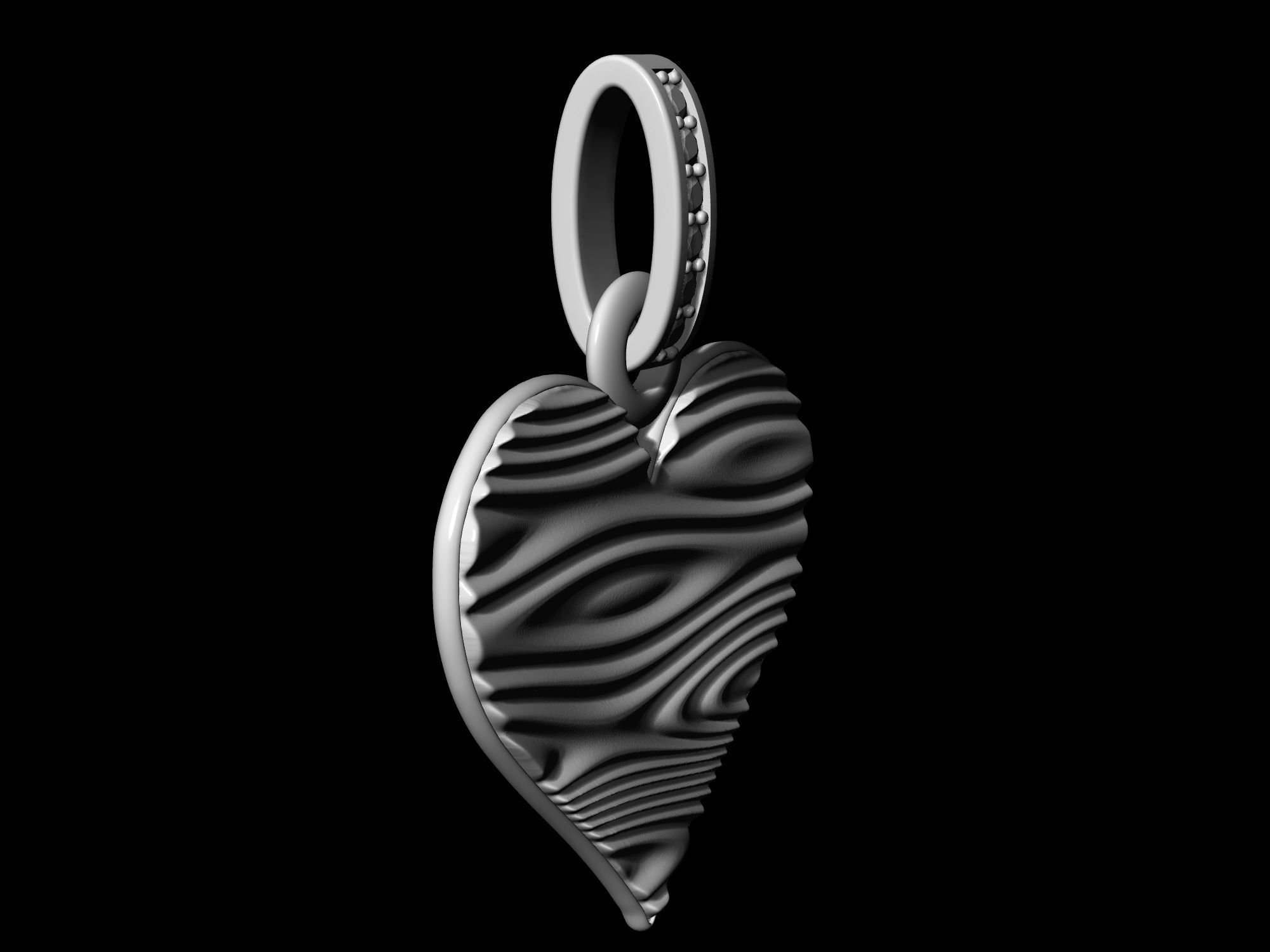Textured Heart Pendant 3D print model_13