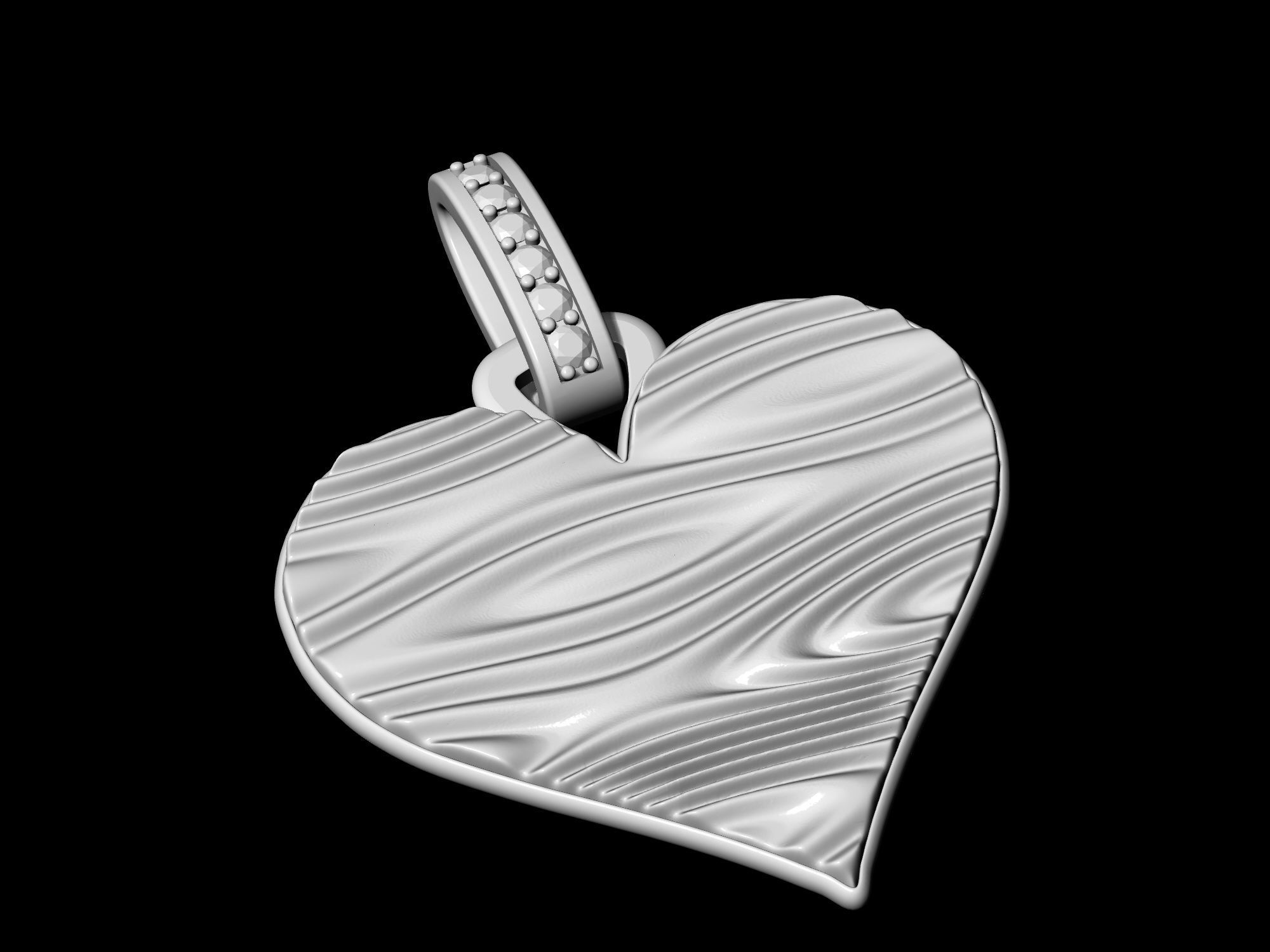 Textured Heart Pendant 3D print model_8