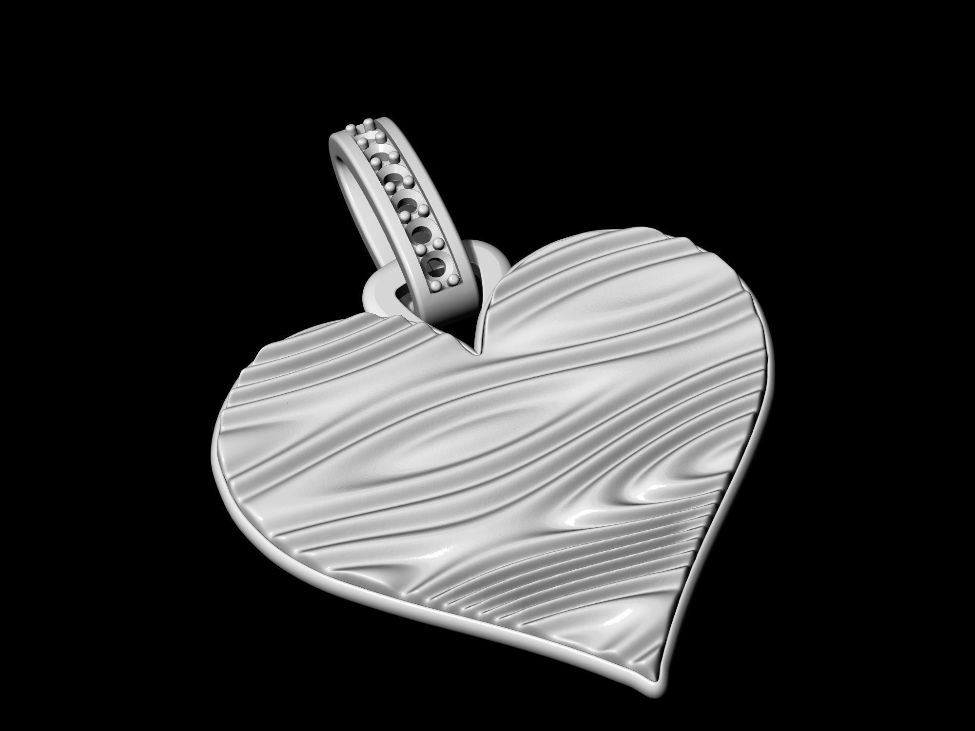 Textured Heart Pendant 3D print model_9