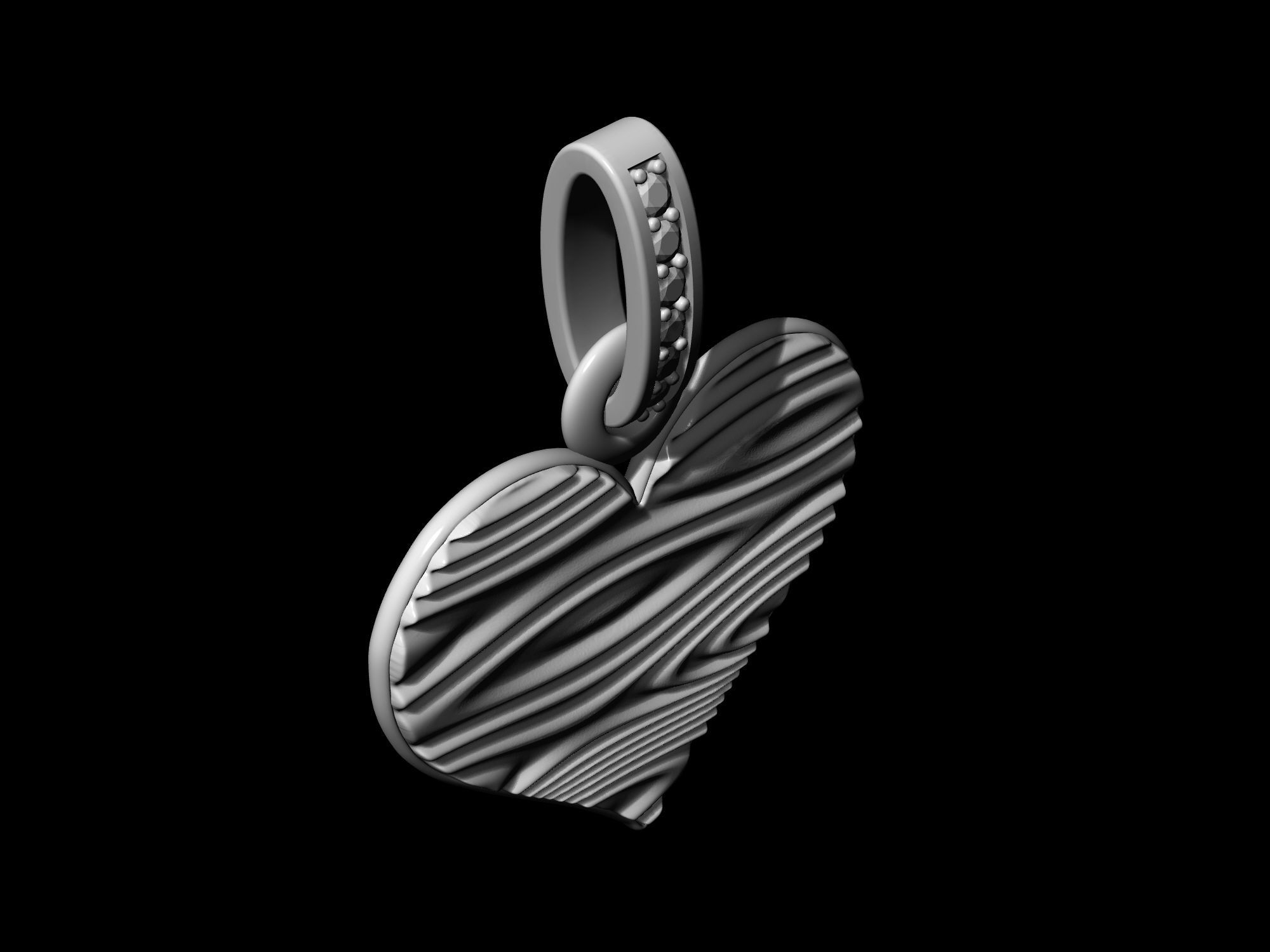 Textured Heart Pendant 3D print model_15