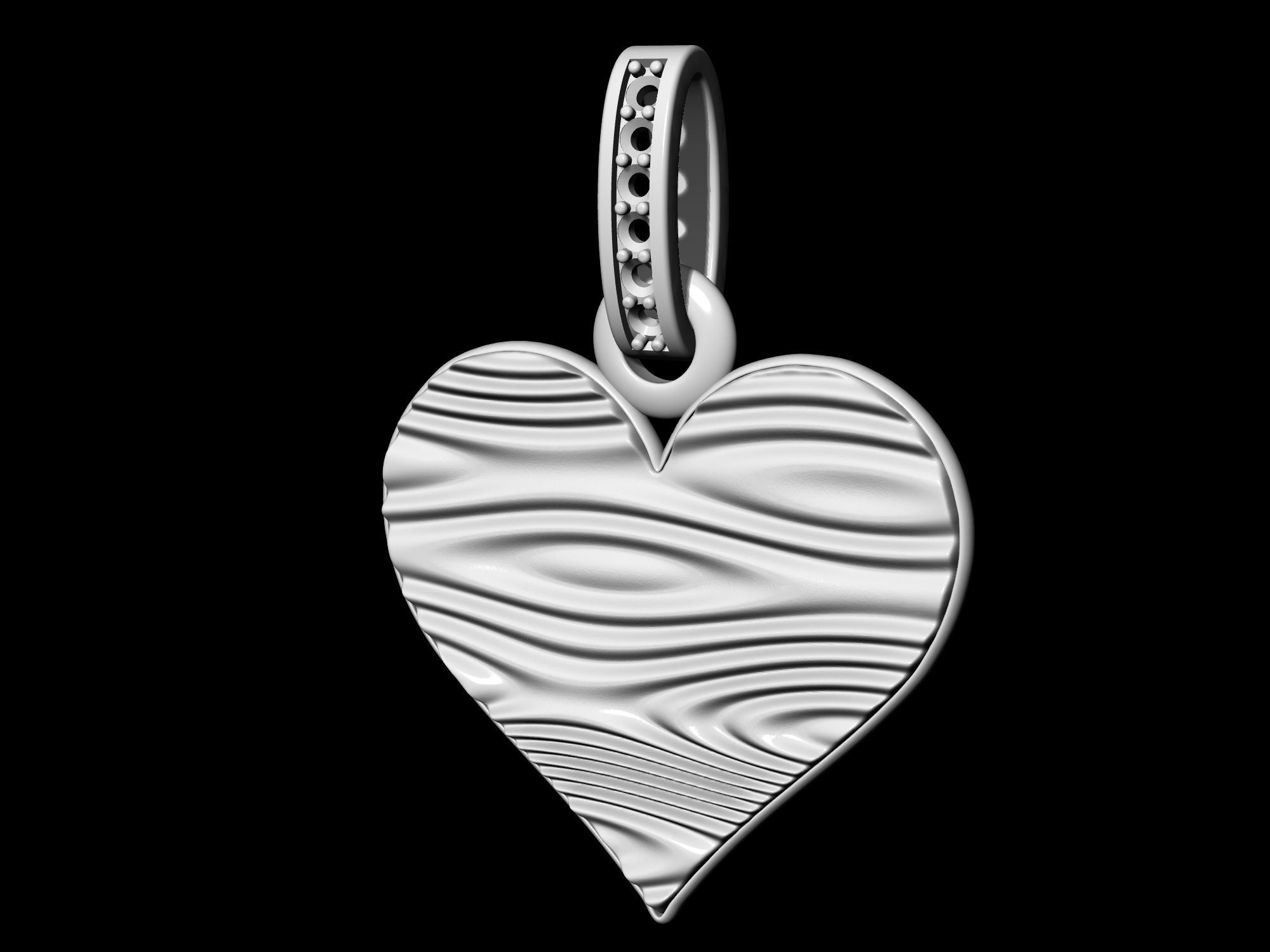 Textured Heart Pendant 3D print model_12