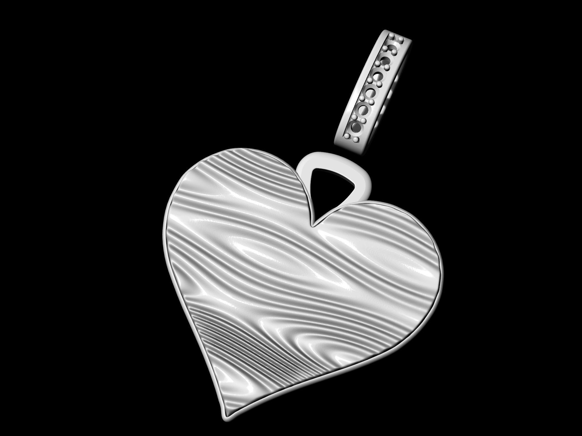 Textured Heart Pendant 3D print model_10