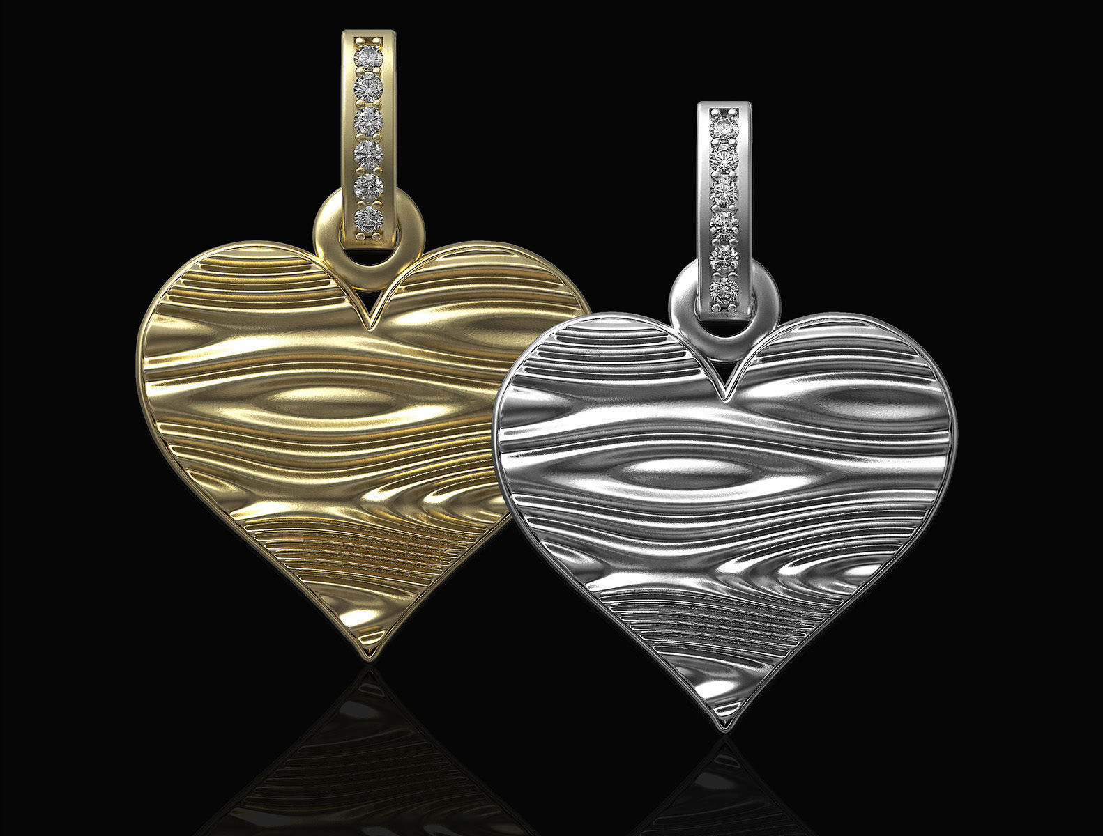 Textured Heart Pendant 3D print model_3