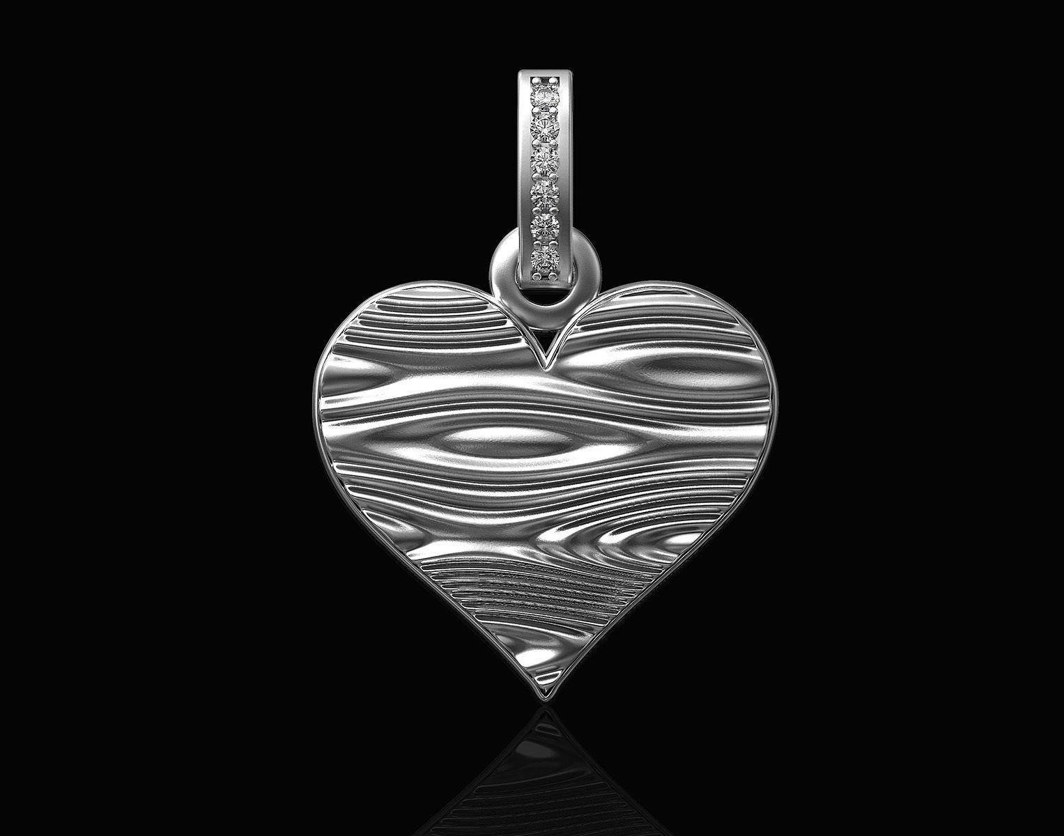 Textured Heart Pendant 3D print model_5