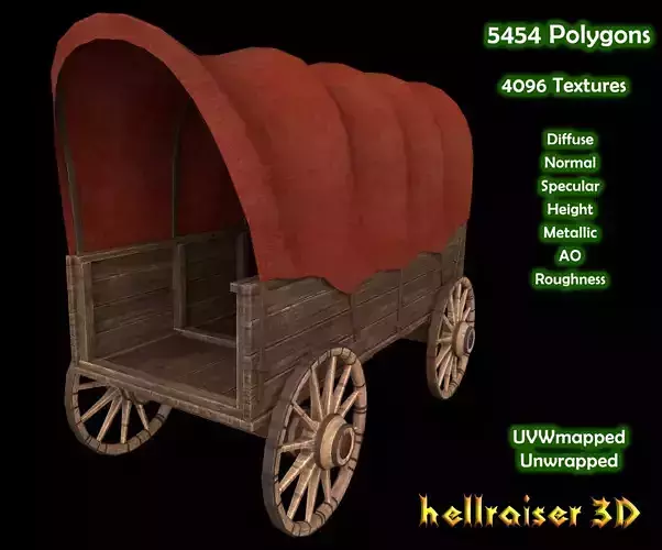 Wooden Wagon - PBR - Textured