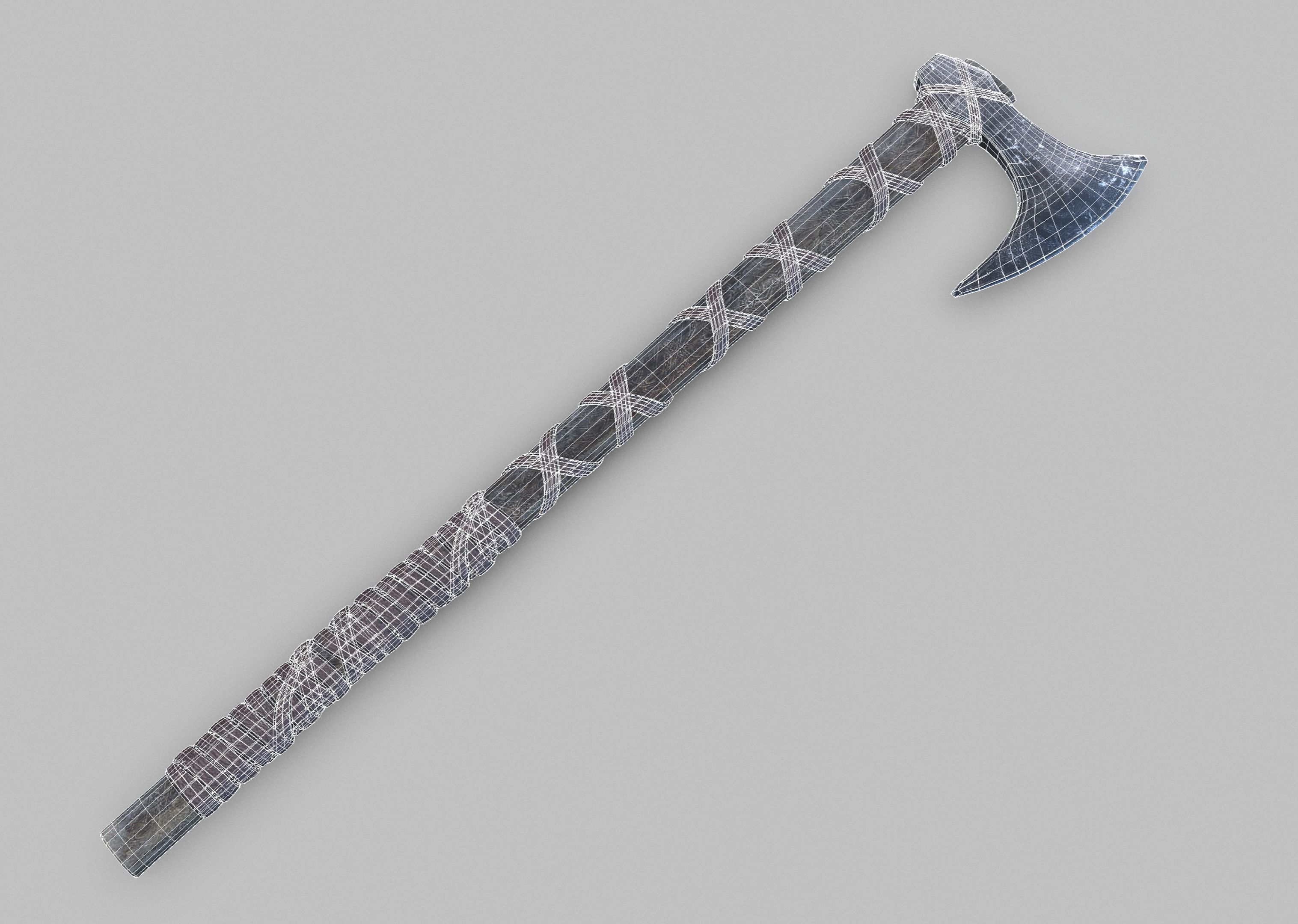 Viking Axe Low-poly 3D model_13