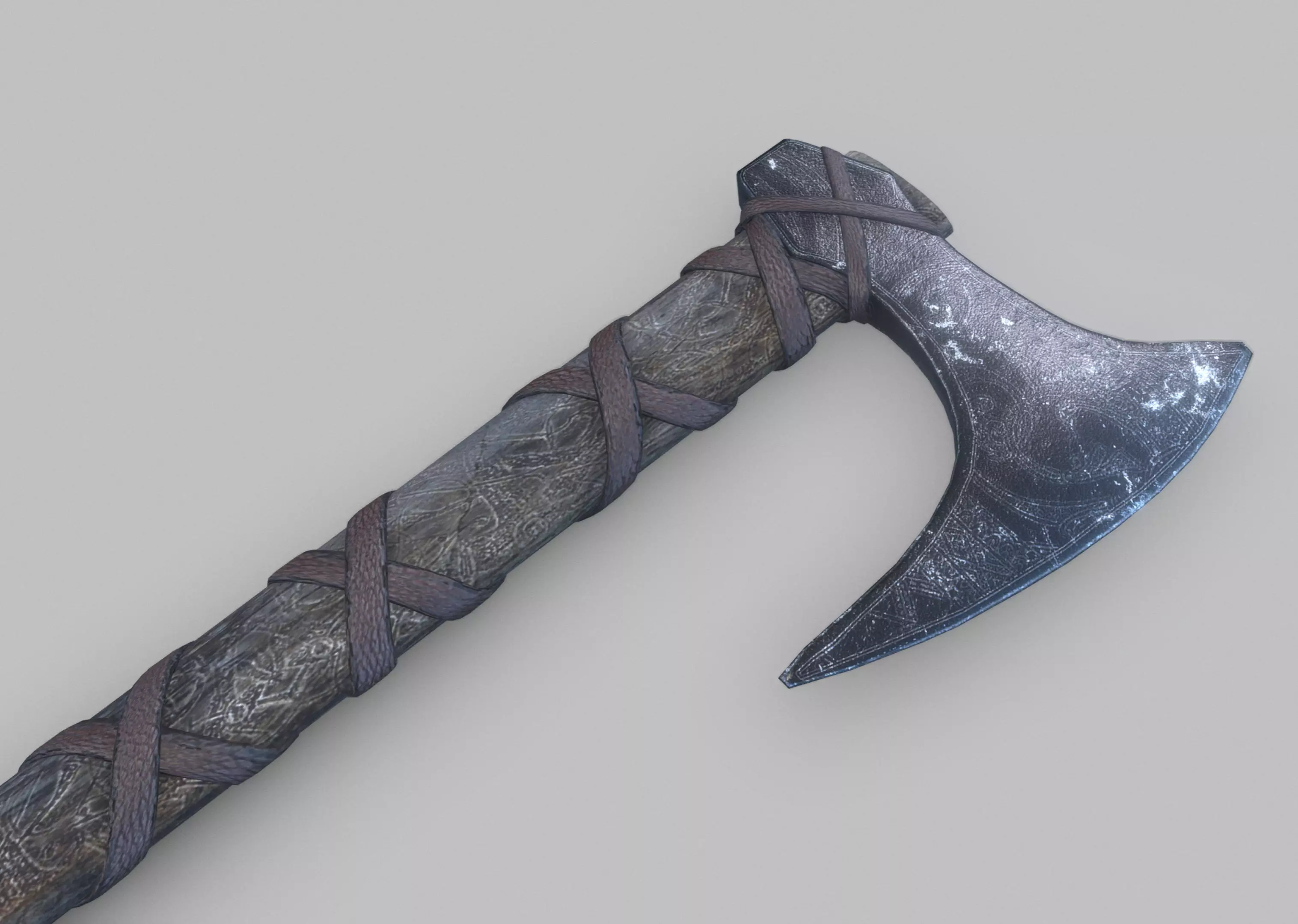 Viking Axe Low-poly 3D model_0