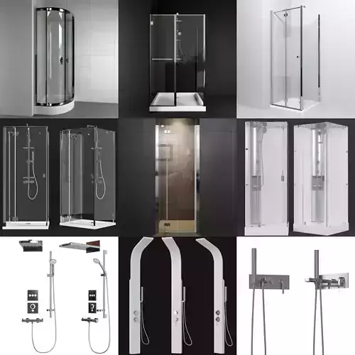 Bathroom set 1 shower stall with glass door