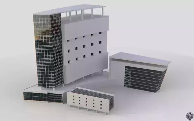 Central Building Low-poly 3D model