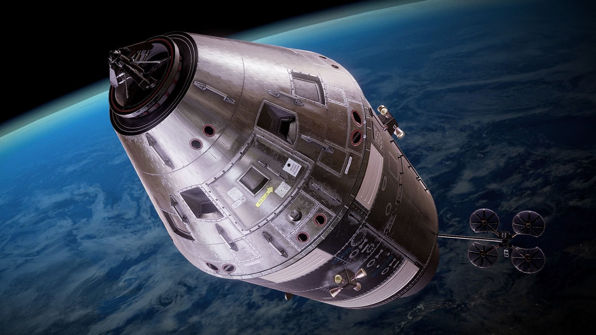 Apollo command and service module Low-poly 3D model_33