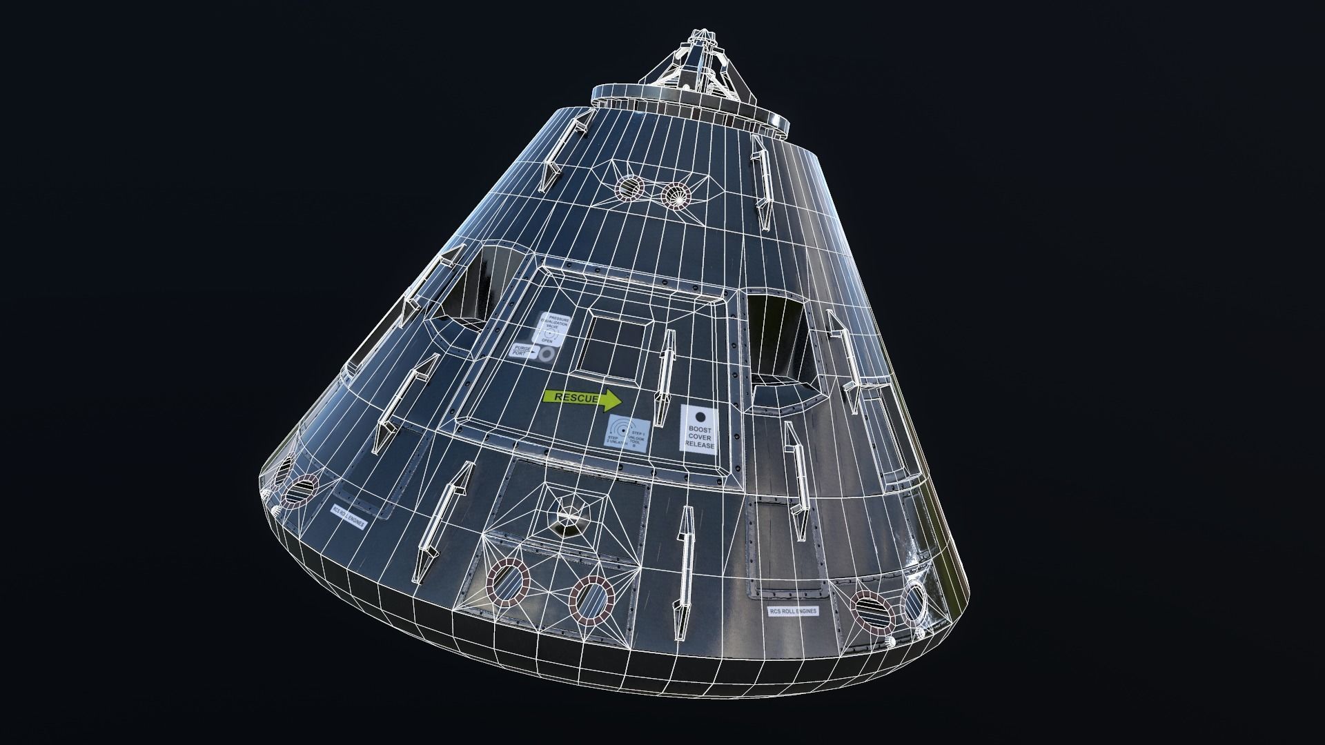 Apollo command and service module Low-poly 3D model_17