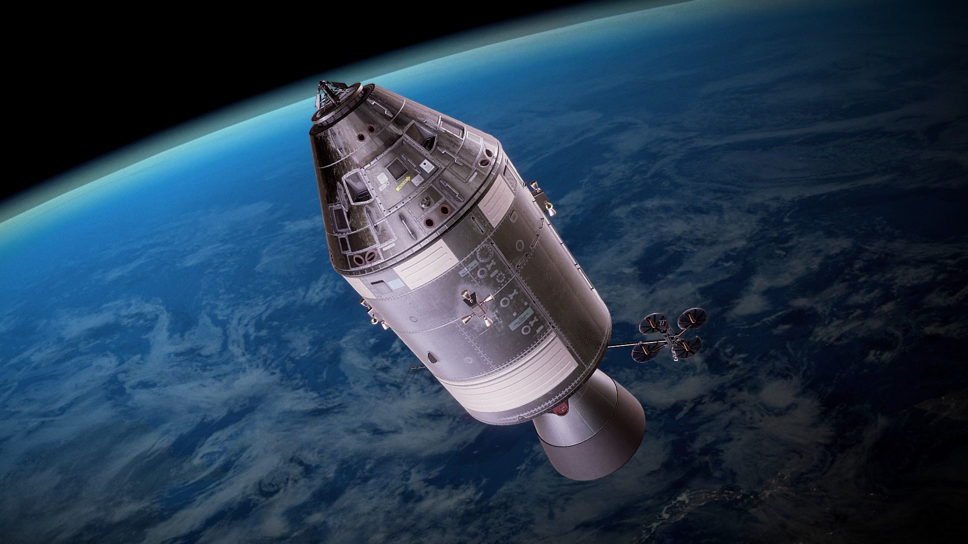 Apollo command and service module Low-poly 3D model_35
