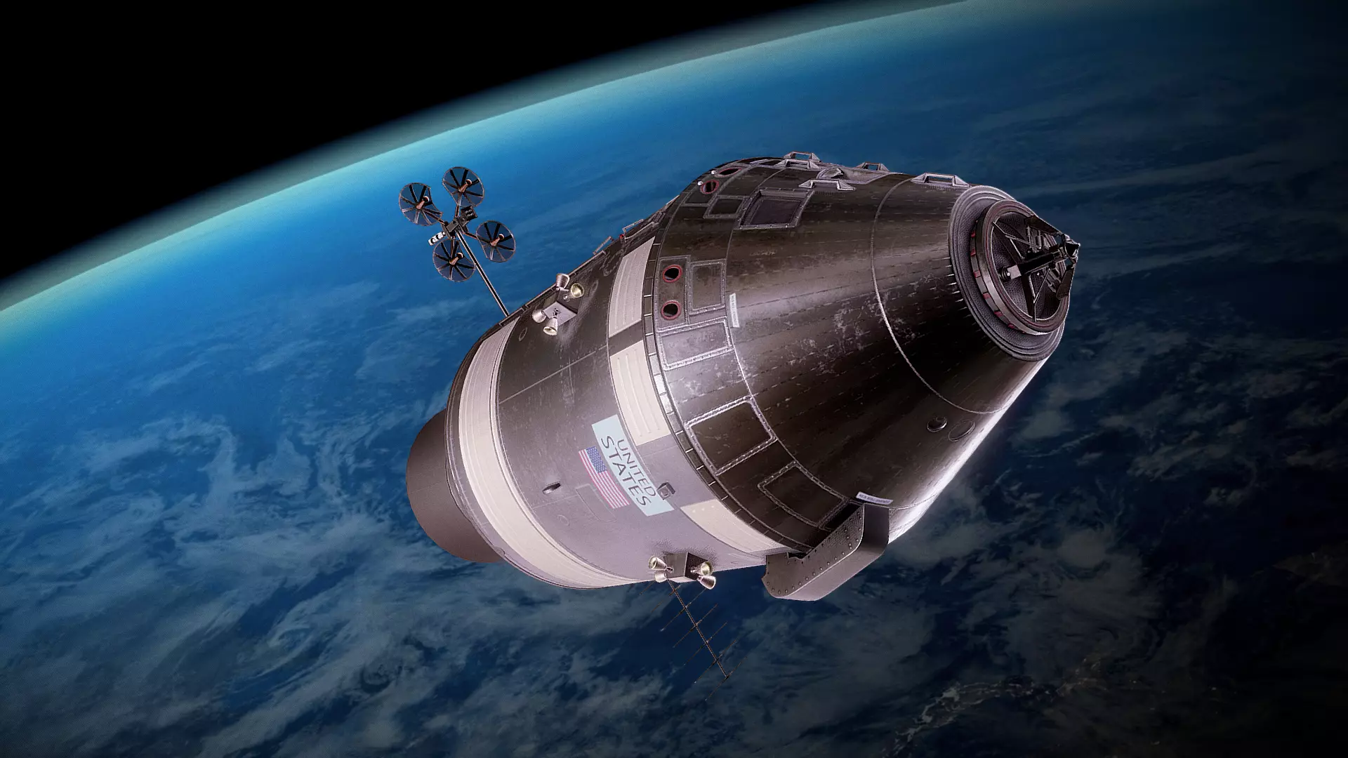 Apollo command and service module Low-poly 3D model_0