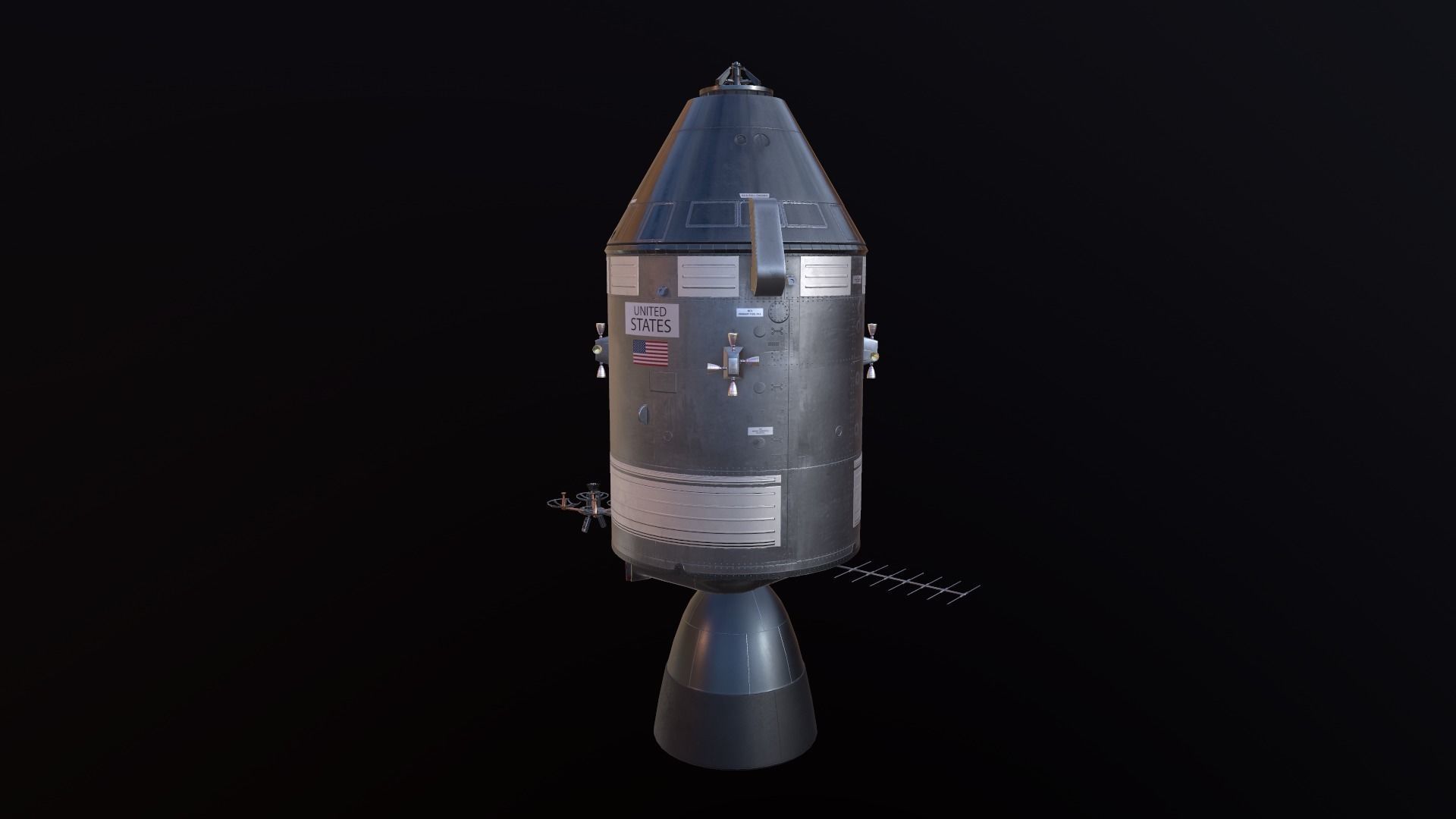 Apollo command and service module Low-poly 3D model_4