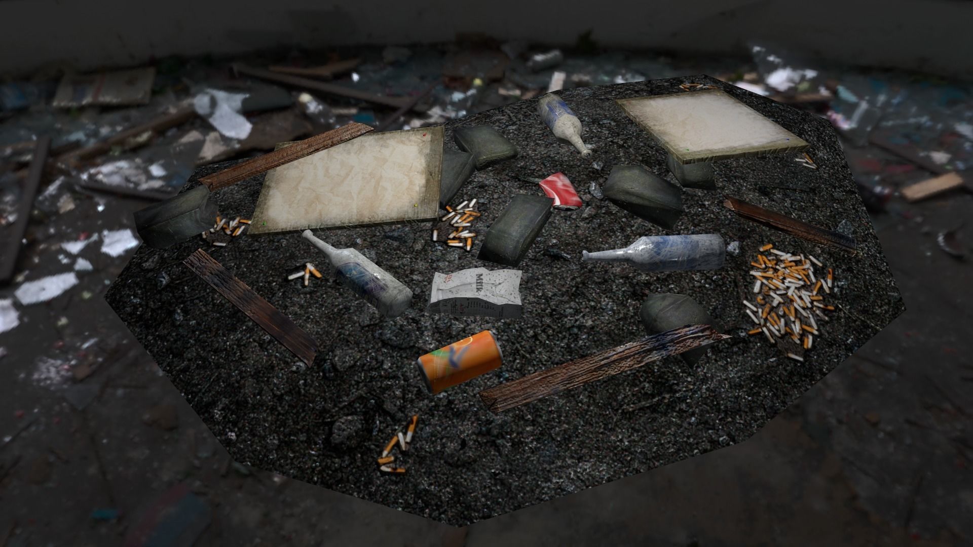 Garbage pile of papers on rock Low-poly 3D model_1