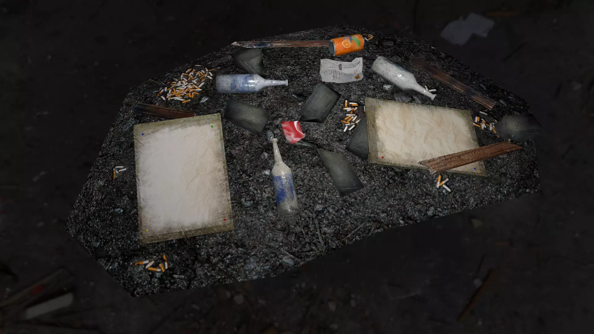 Garbage pile of papers on rock Low-poly 3D model_0