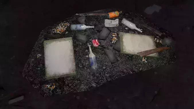 Garbage pile of papers on rock