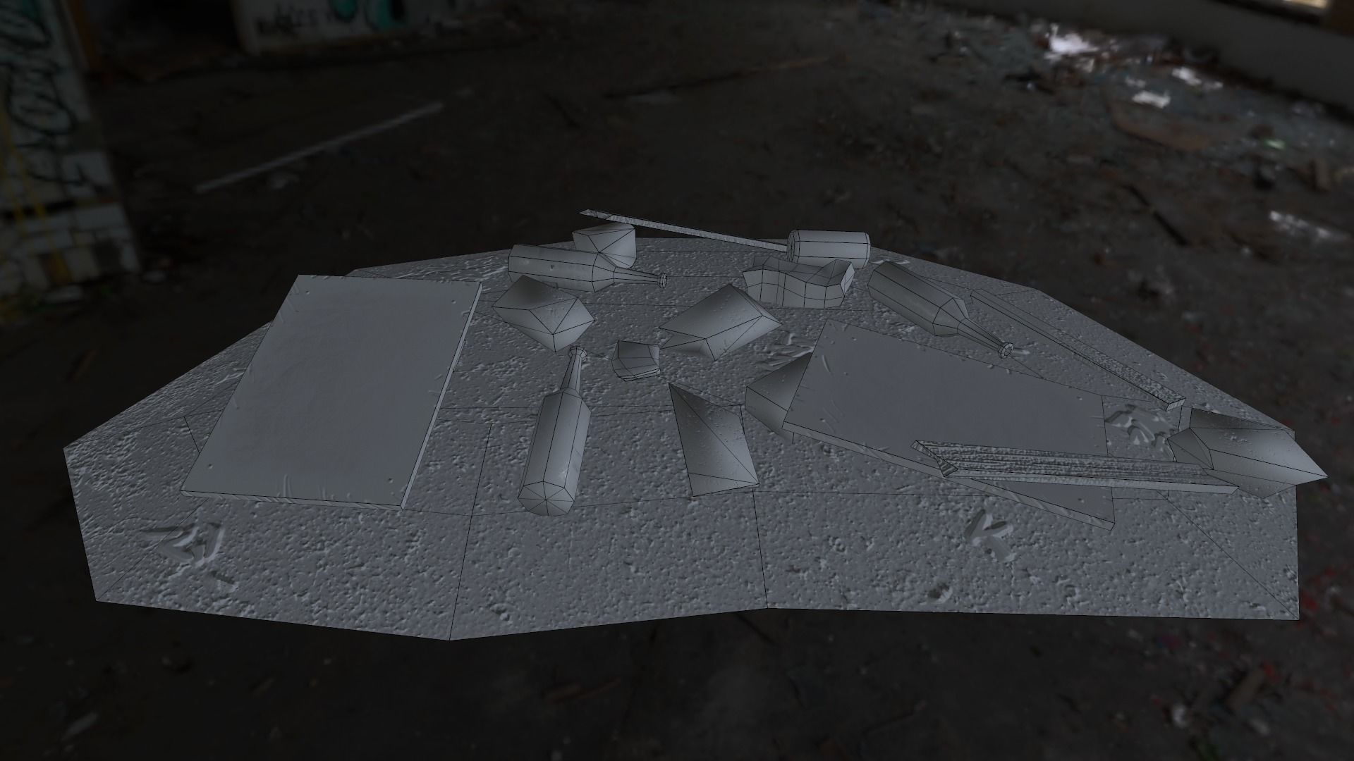 Garbage pile of papers on rock Low-poly 3D model_4