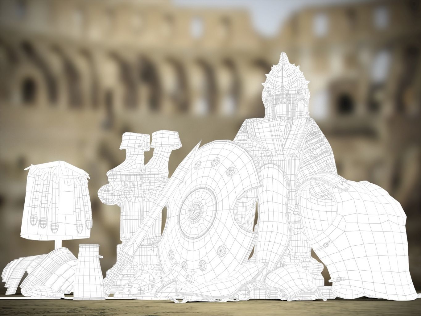 Roman Gladiator Armor Collection Low-poly 3D model_3