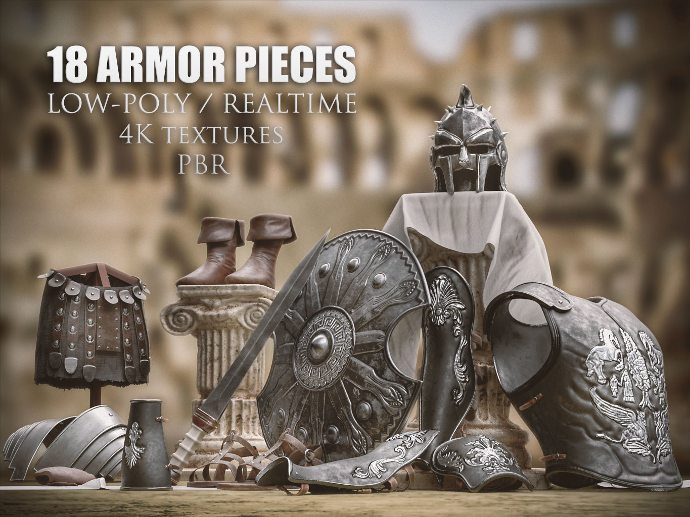 Roman Gladiator Armor Collection Low-poly 3D model_2