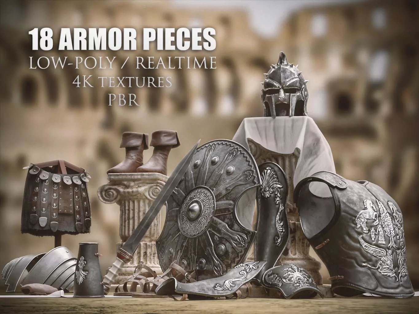 Roman Gladiator Armor Collection Low-poly 3D model_0