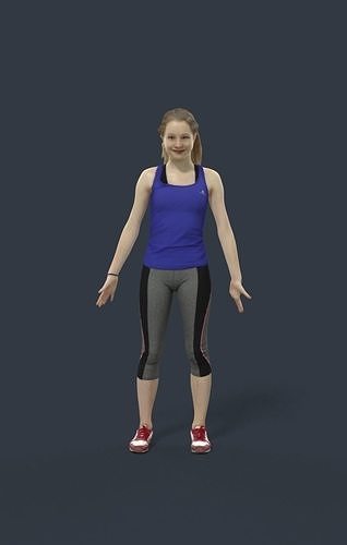 Animated Sports Teenage Girl - E- rigged CAT Biped Walk Low-poly 3D model