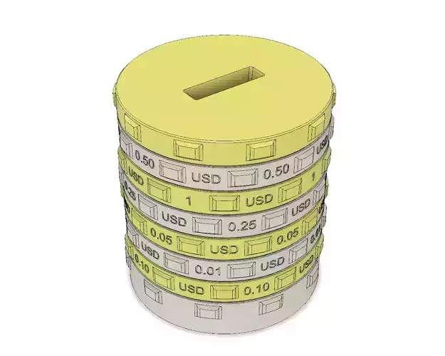 Sorting piggy bank USD - size M 3D print model