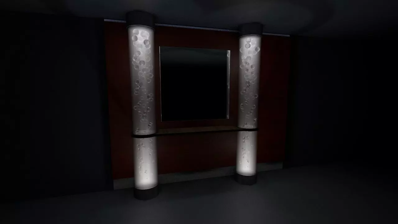 Mirror room with two pillars and Free 3D model