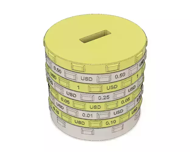 Sorting piggy bank USD - size L 3D print model