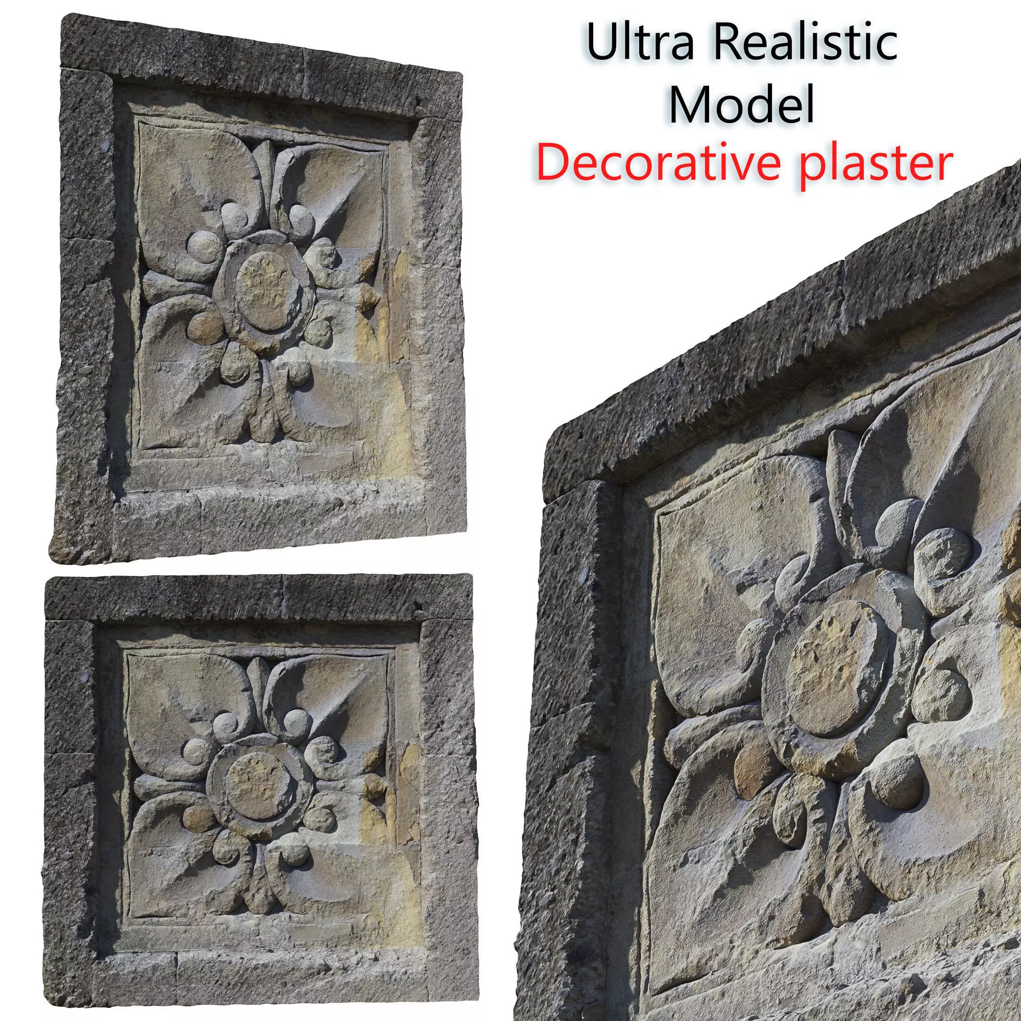 Ultra realistic Decorative plaster Scan 4k HD Low-poly 3D model_0