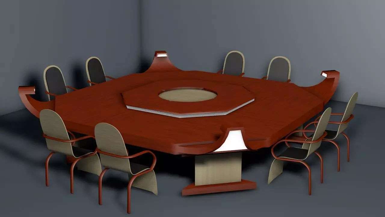 table conference with chairs free 3D model | CGTrader