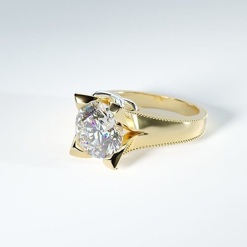 beautiful lace ring with 9mm round sapphire 3d printable model 3D print model