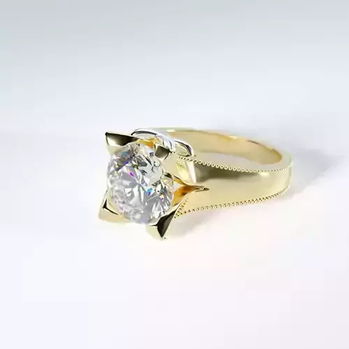 beautiful lace ring with 9mm round sapphire 3d printable model 3D print model