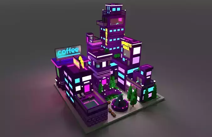 Voxel Sity 2 Free low-poly 3D model