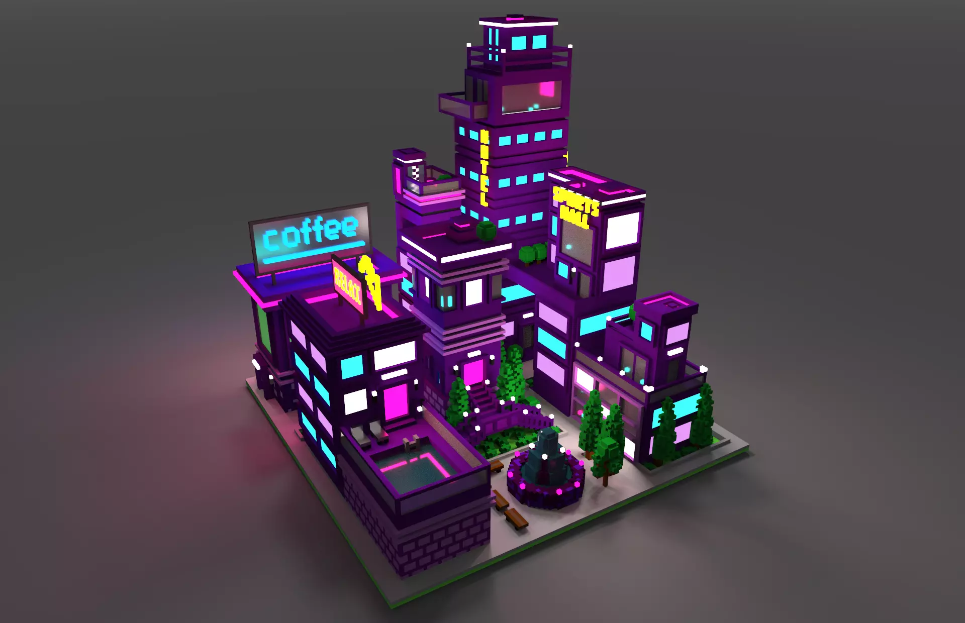 Voxel Sity 2 Free low-poly 3D model