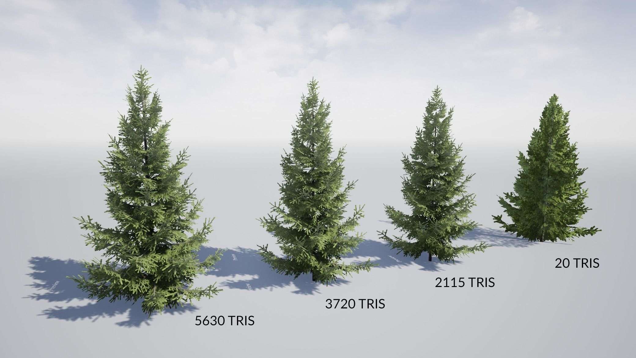 Realistic Spruce Fir Trees for games Low-poly 3D model_7