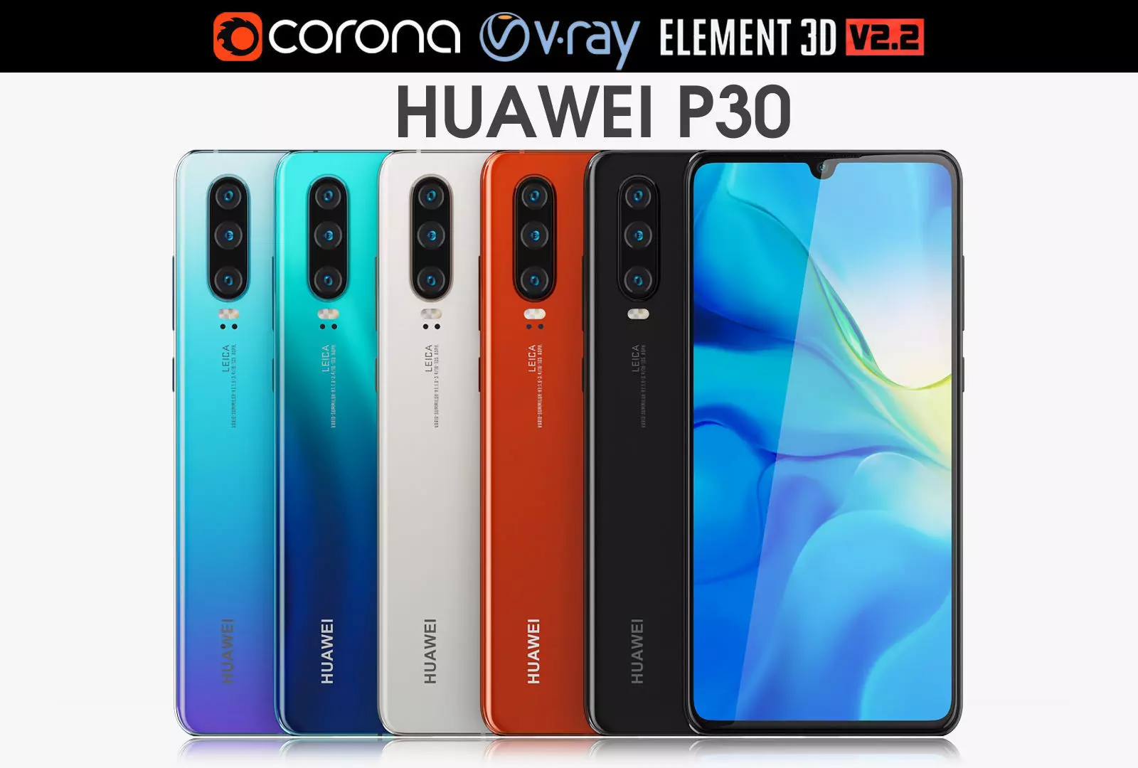 Huawei P30 ALL Colors 3D model_0