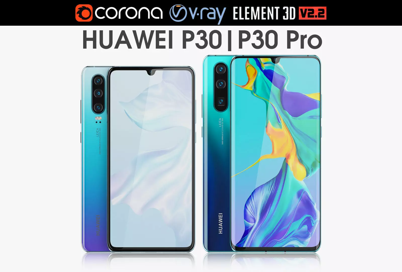 Huawei P30 Pro and Huawei P30 3D model_0