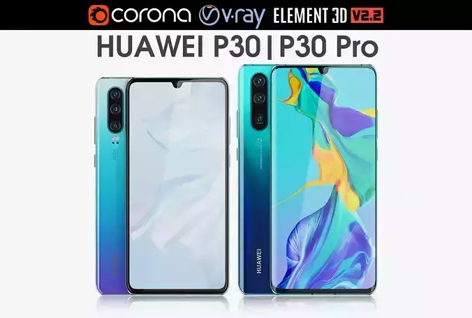 Huawei P30 Pro and Huawei P30 3D model