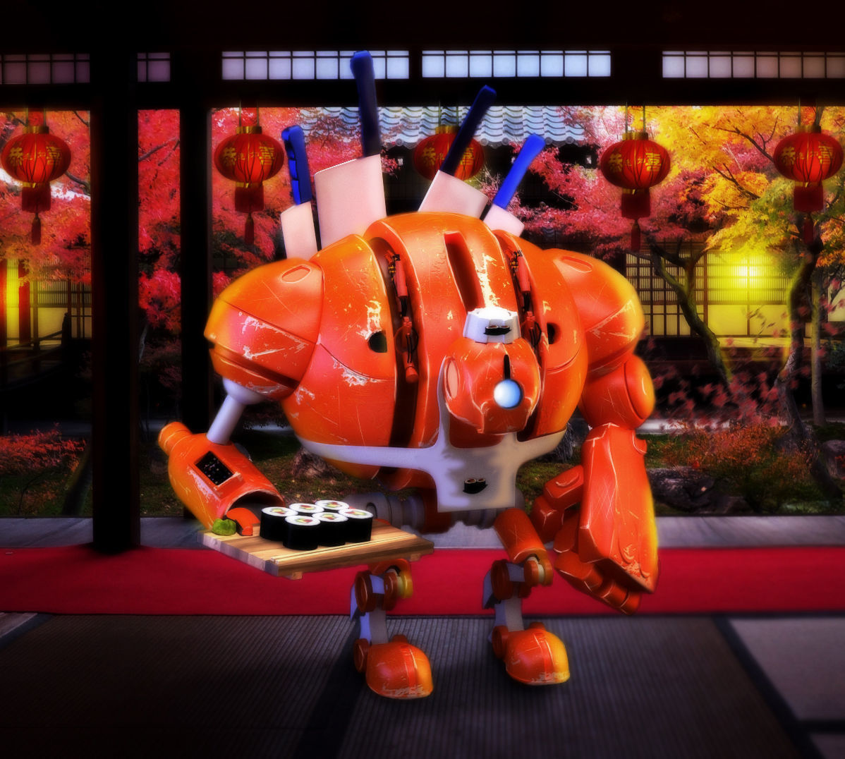 Robot with arms and legs Free low-poly 3D model